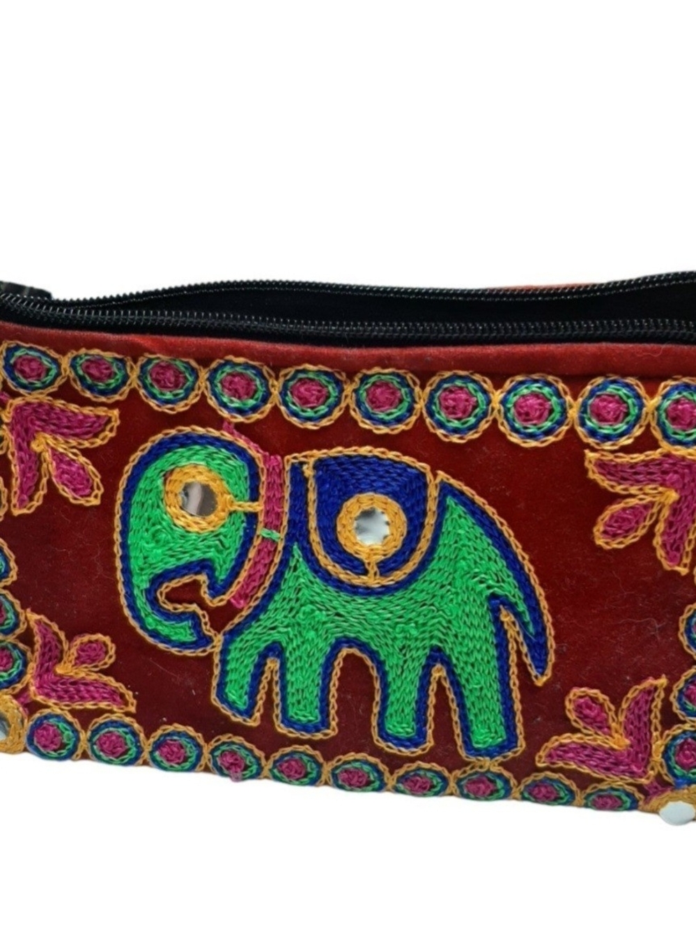 Boho Elephant Embroidered Clutch Handbag Handmade Indian Gypsy Bohemian Purse
